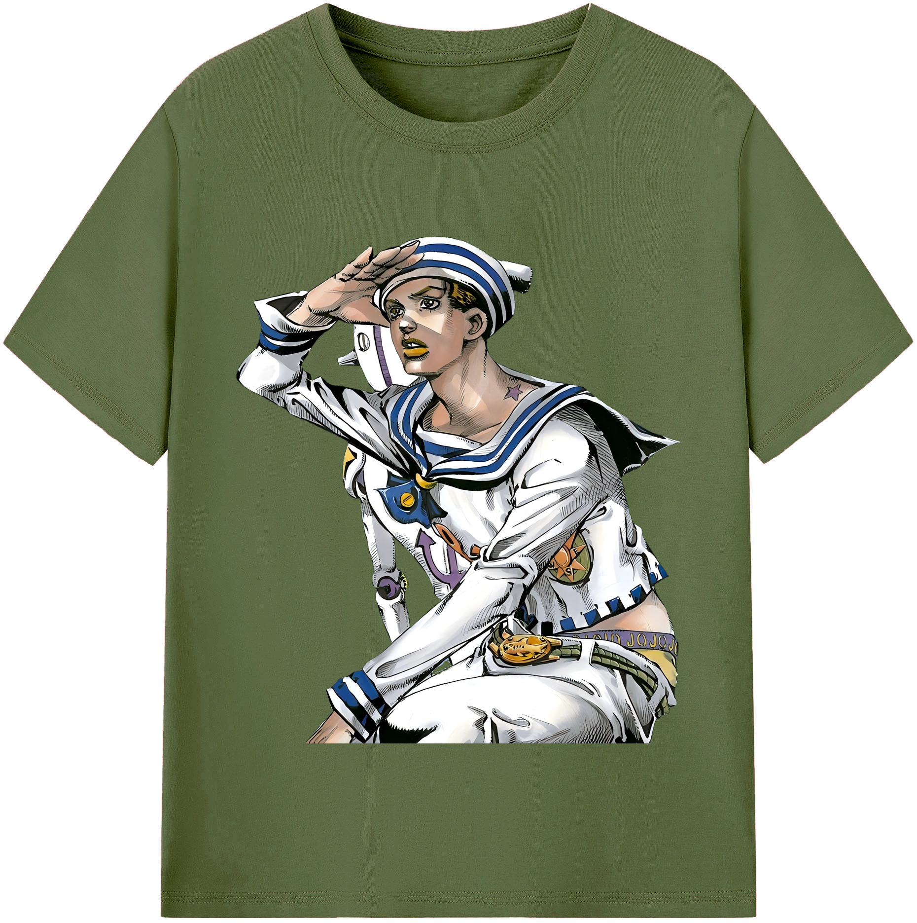 （画像用） ジョジョの奇妙な冒険 東方定助 JoJo's Bizarre Adventure Higashikata Josuke 綿100％半袖Tシャツ（フロントプリント）